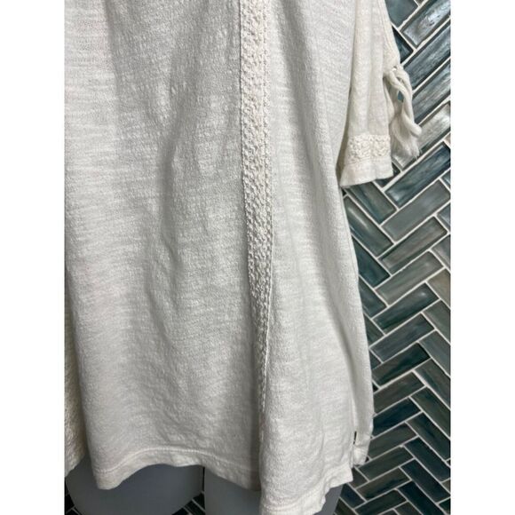 WOMENS ROXY OFF WHITE BOHO COLD SHOULDER FLOWY KNIT SHORT SLEEVE TOP BLOUSE SZ S - Picture 7 of 12